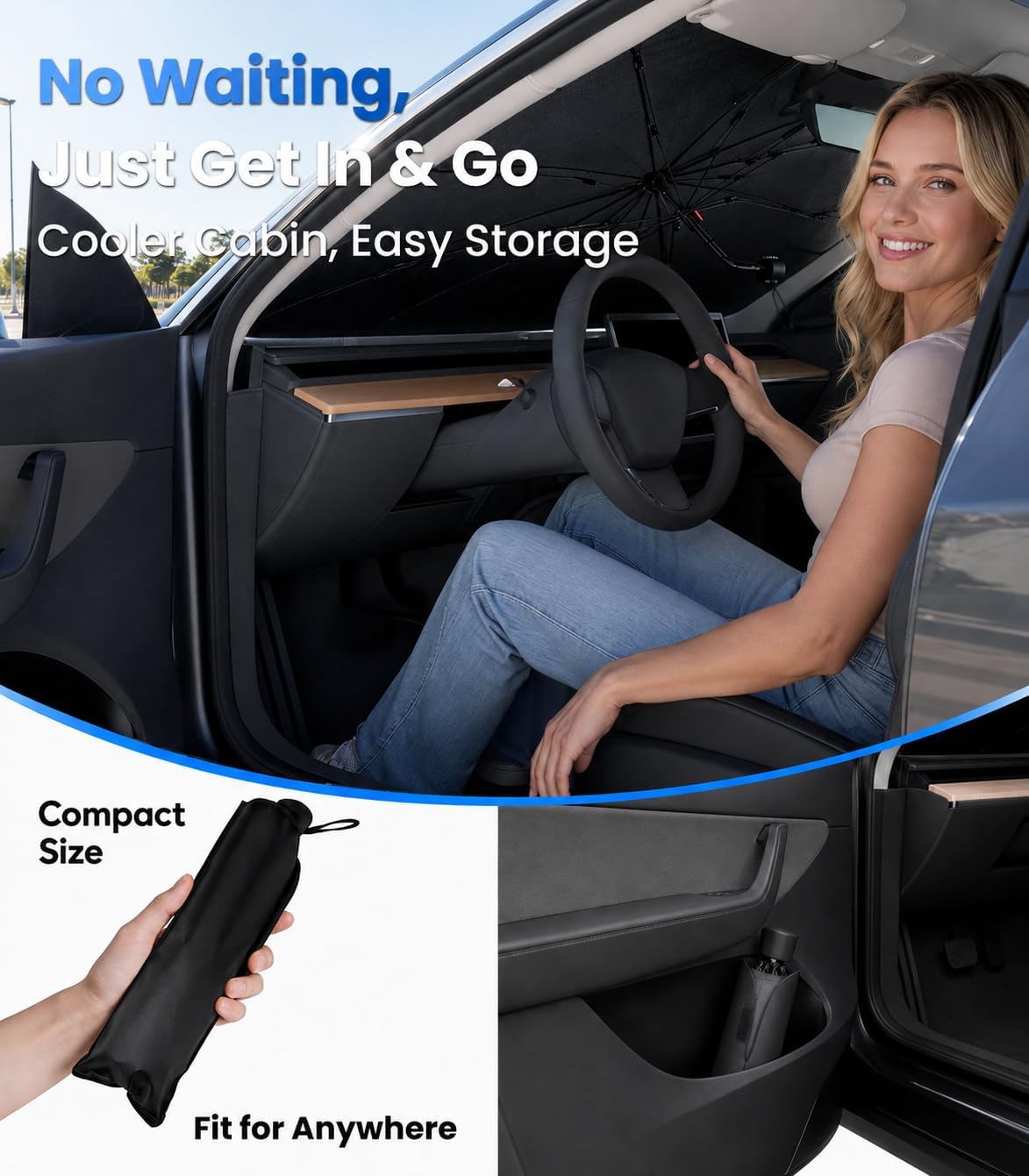 Zanch Windshield Sun Shade Umbrella: 1:1 Custom Fit for Ram 1500 2011-2026 [99% UV Protection, Up to 75℉ Cooler] Reflective Heat Shield, Built to Last, No Scratches, Foldable Front Sunshade Umbrella