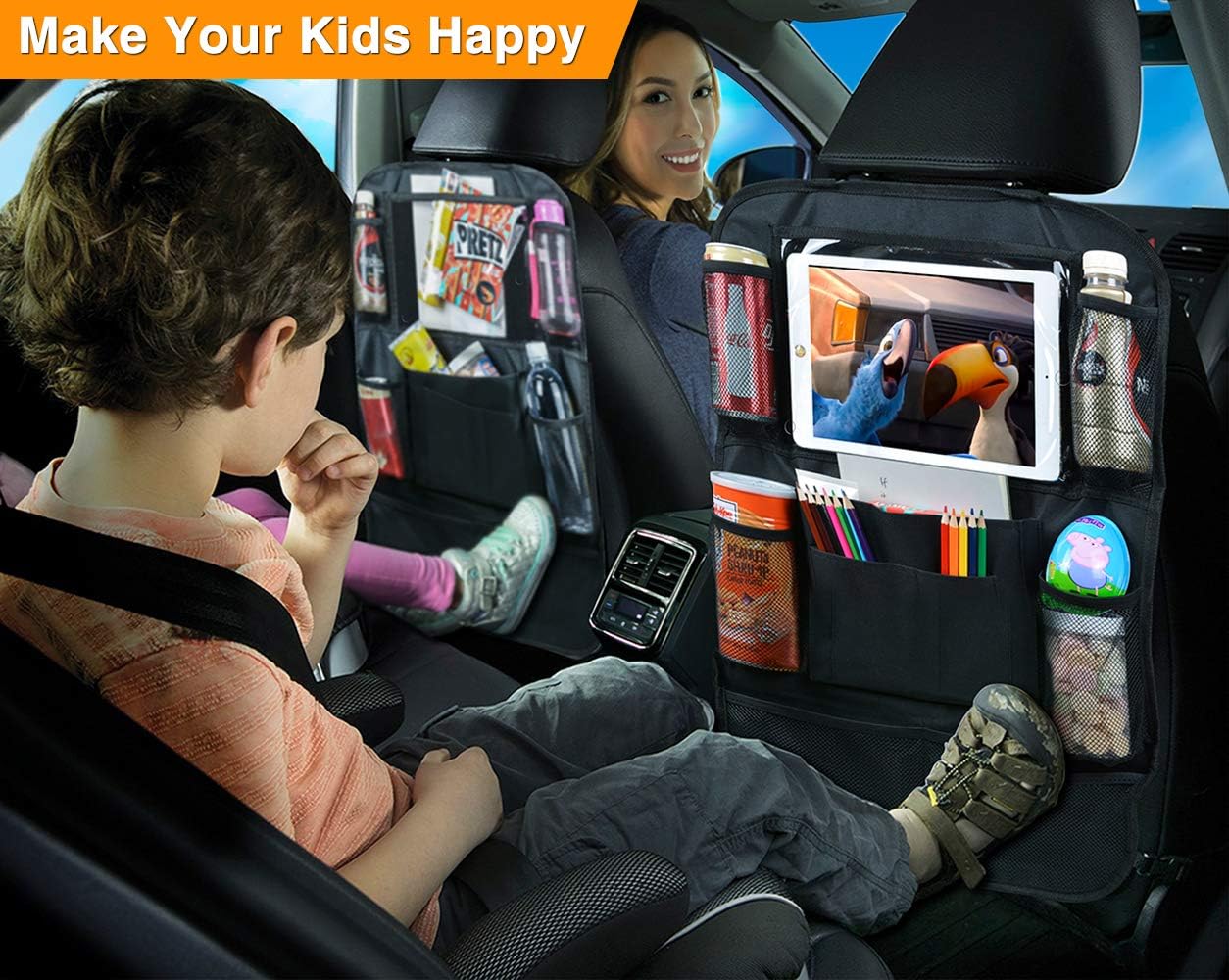 Backseat Organizer for Kids with USB/Headphone Hole - 2 Pack