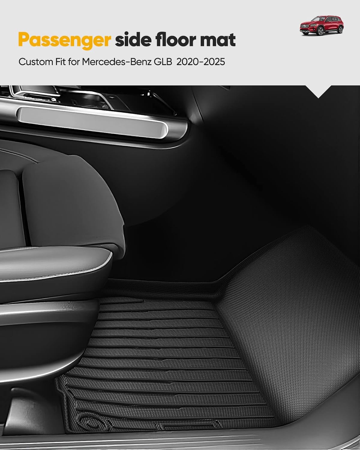 All Weather Floor Mats & Upper Cargo Liner for Mercedes Benz GLB 2026 2025 2024 2023 2022 2021 2020, Heavy Duty Custom Fit for GLB 250 Front 2nd Row, Non-Slip Black Car Accessories