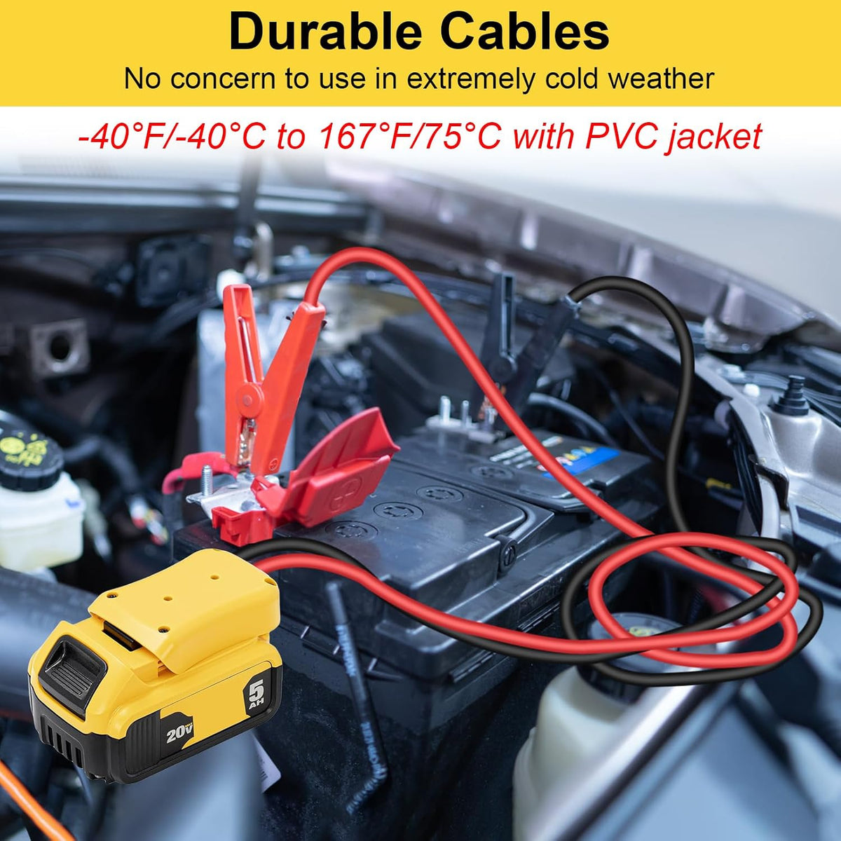 Jumper Cable Clamps for DeWalt Jump Starter, 3.28FT Cable