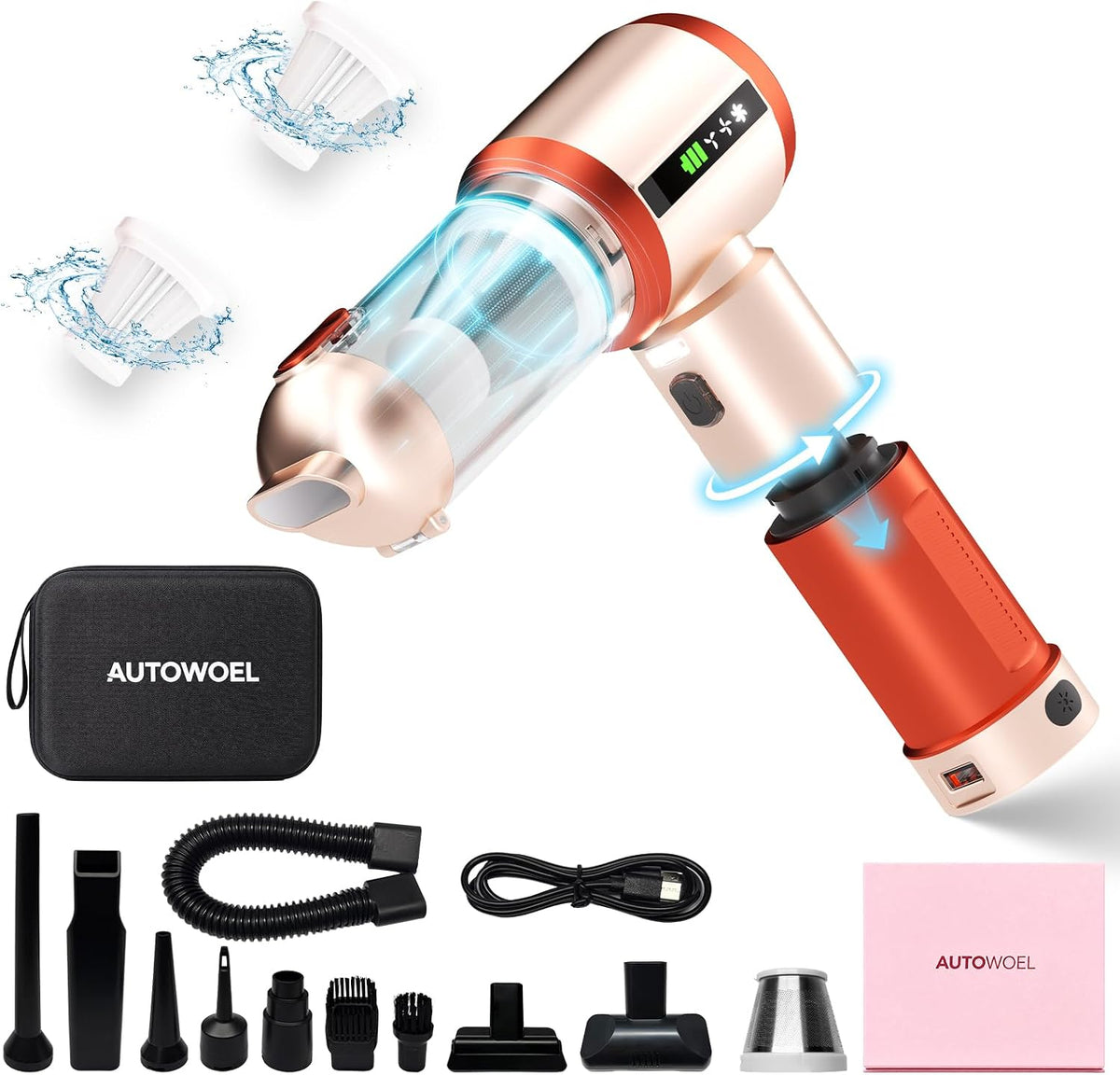 Cordless Handheld Car Vacuum Cleaner 22000PA with Removable Battery