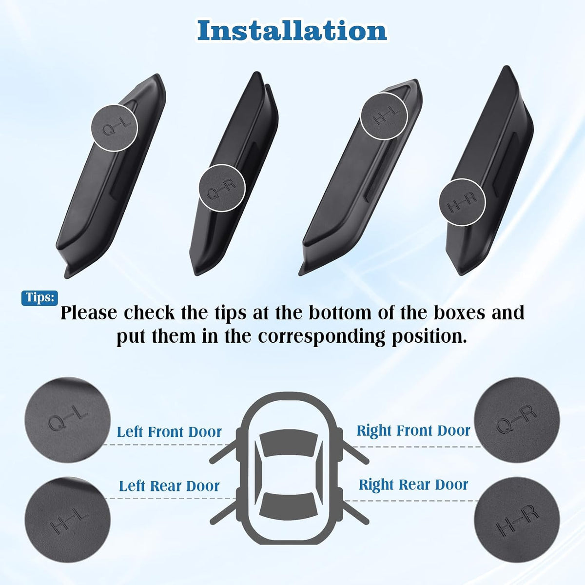 1797 4 Door Handle Storage Box fit for Ford Bronco 2021 2022 2023 2024 2025 2026 Accessories Car Pocket Organizer with Anti-Slip Black ABS Plastic-4pcs/Set (Not for Sport/2 Door)