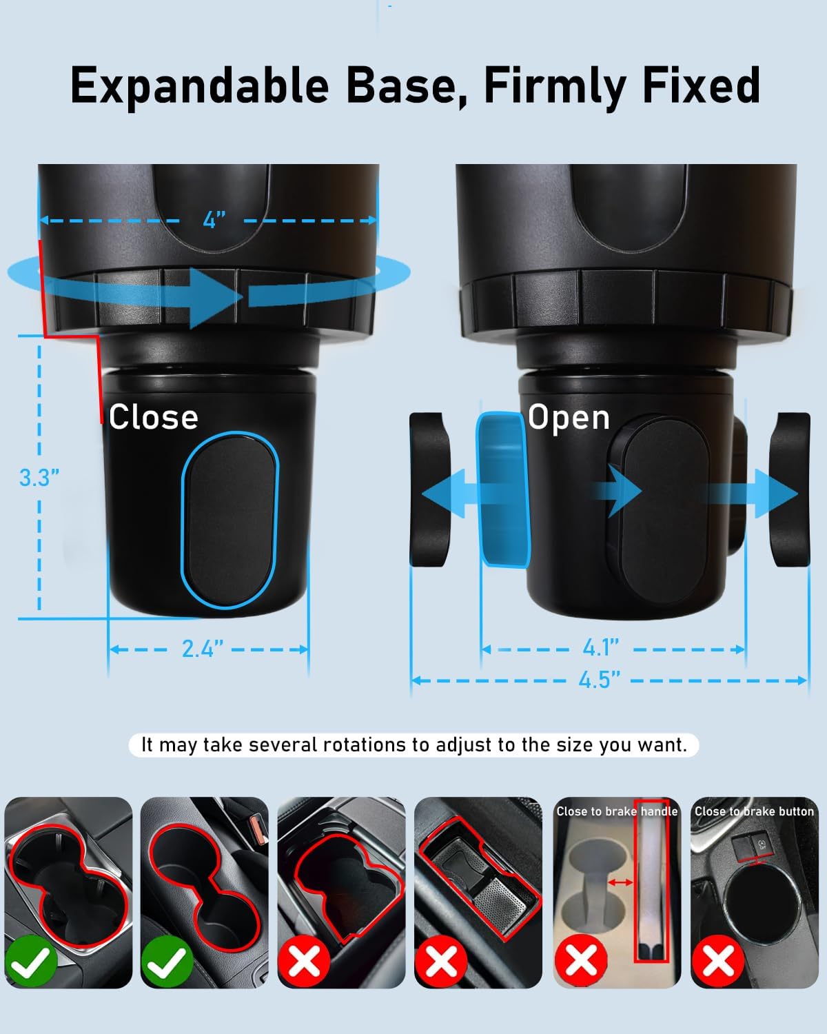 Belinous Car Cup Holder Expander with Phone Holder