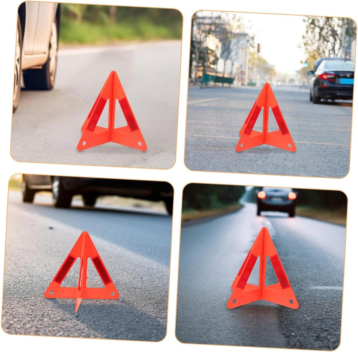 GANAZONO 5pcs Triangle Warning Signs Plastic Reflective Roadside Auto
