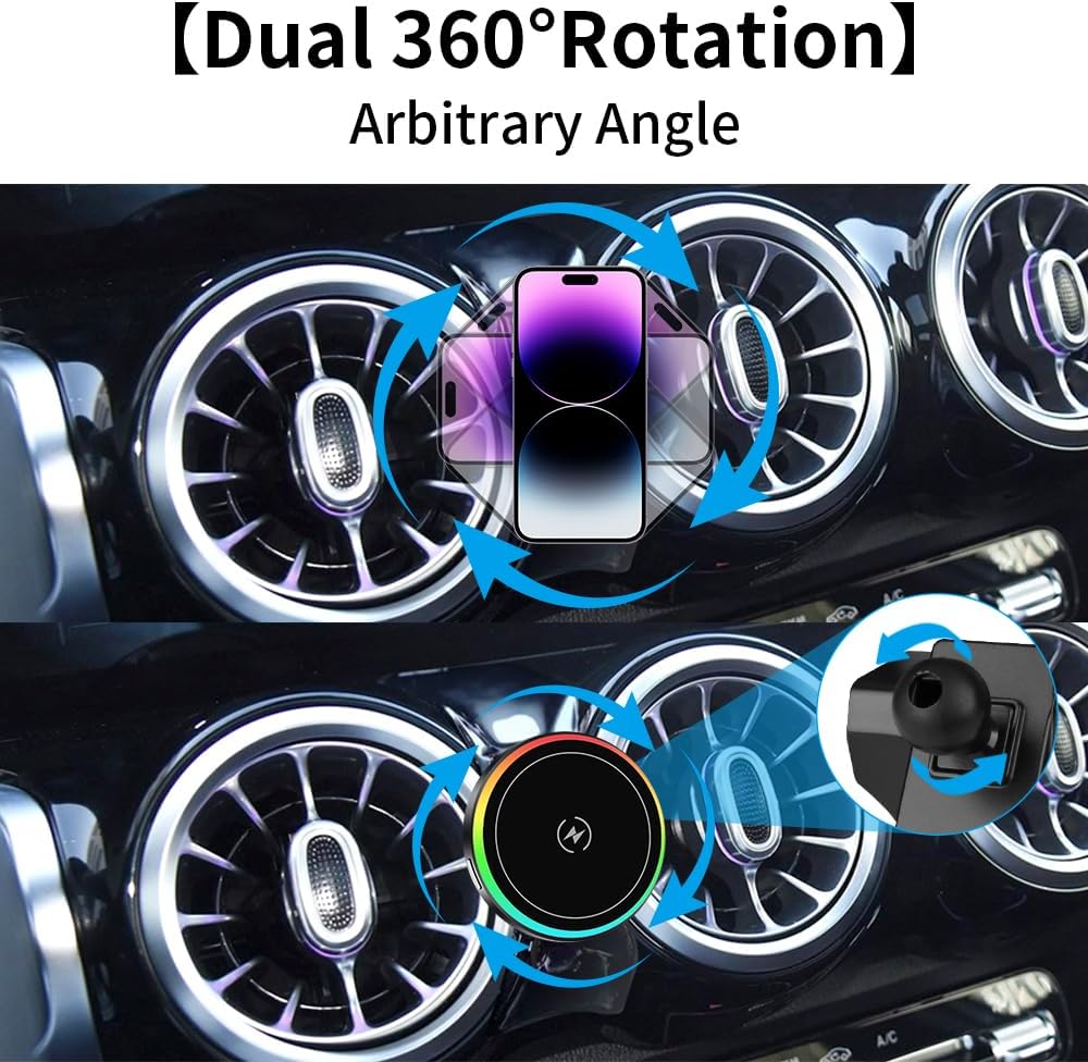 Car Magnetic Phone Mount for Mercedes Benz GLB-Class 2020-2026 and Benz EQB 2022-2025 Auto Interior Accessories Best Cellphone Holder Fast 15W Wireless Charger Cell Phones Charging Screen Stand