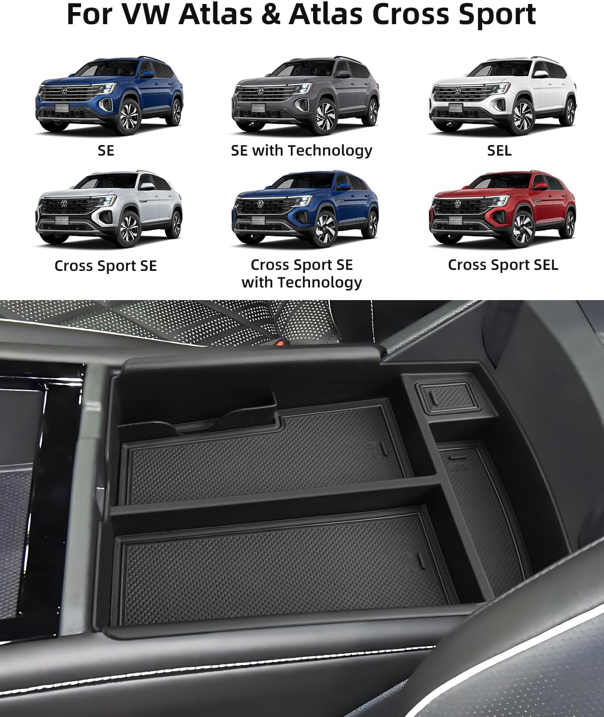 Center Console Organizer for 2025 2024 VW Atlas/Atlas Cross Sport