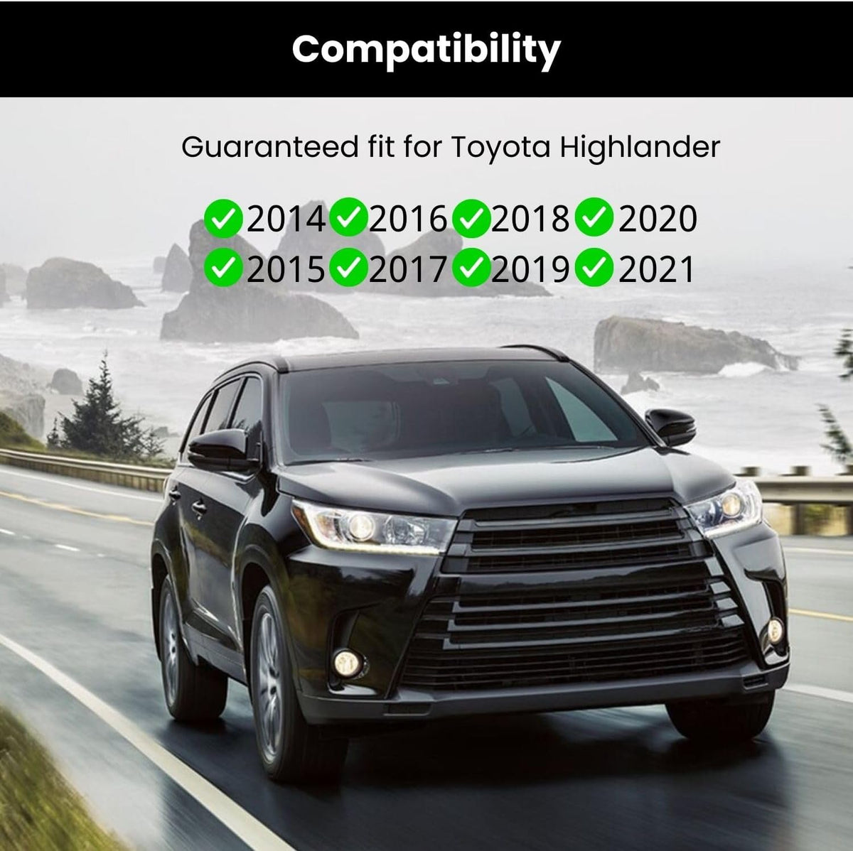 Cup Holder Insert for Toyota Highlander 2014-2021 - Includes Anti-Slip Rubber Coaster & Small Bottle Position Limiter - Car Accessory Upgrade Kit