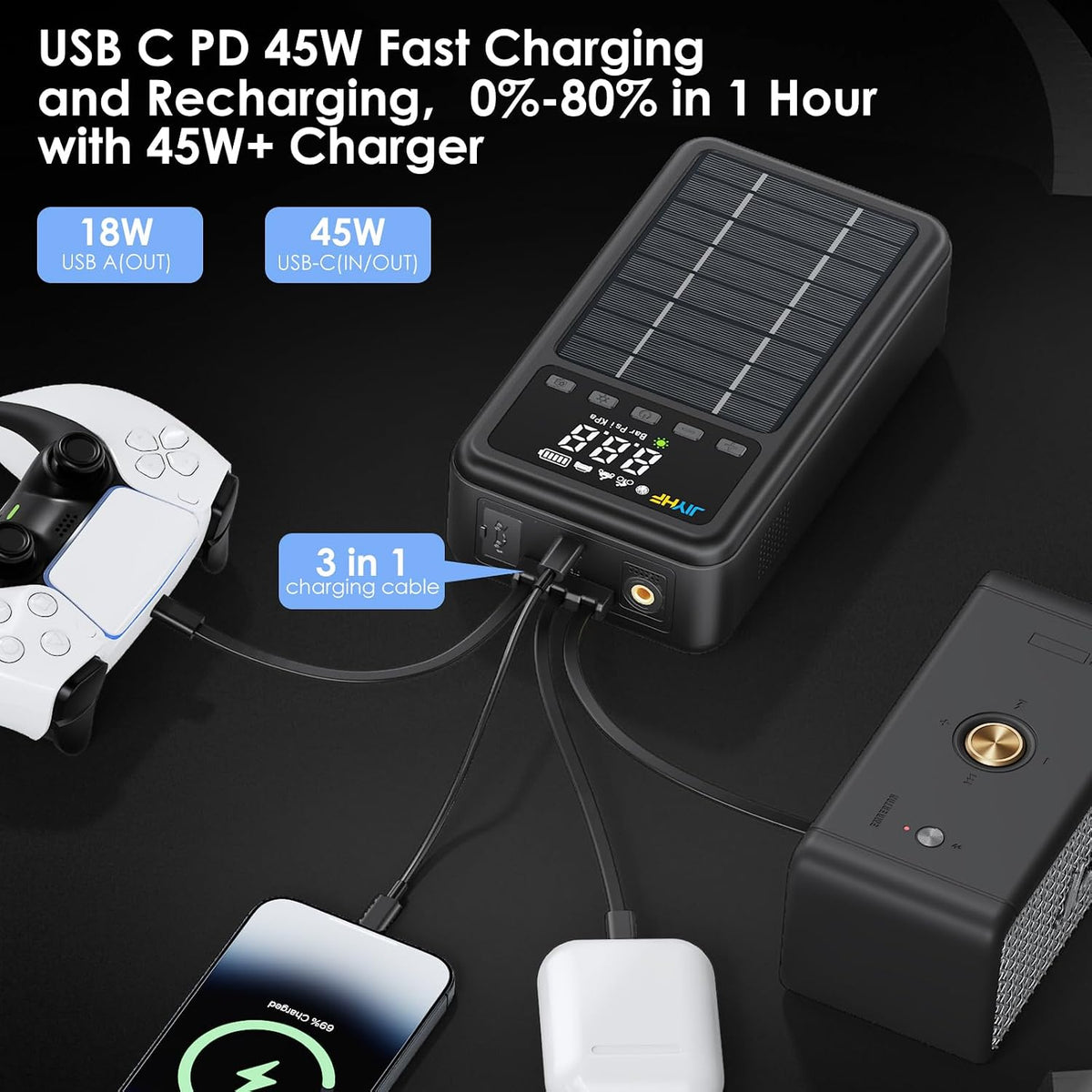 JIYHF 3000A Solar Jump Starter