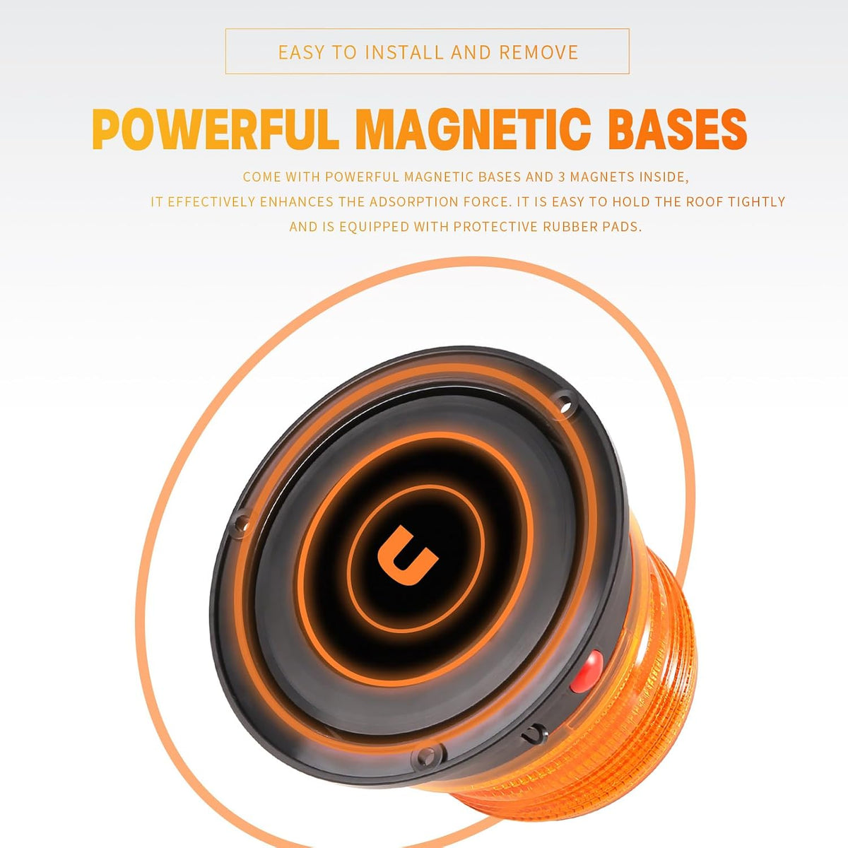 Battery Operated Amber Strobe Beacon Light w/Magnetic Base 2-Pcs