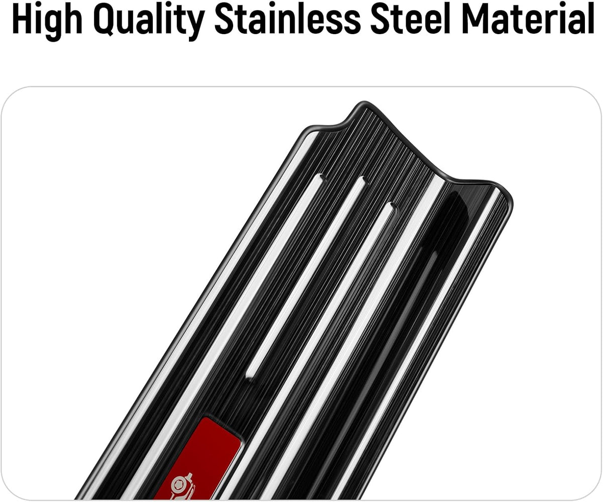2PCS Door Sill Guards for Jeep 2018-2026 Wrangler JL JLU & 2020-2026 Gladiator JT Accessories Stainless Steel Material Red Trim Door Sill Protector 2-Door Black Brushed Door Entry Guard