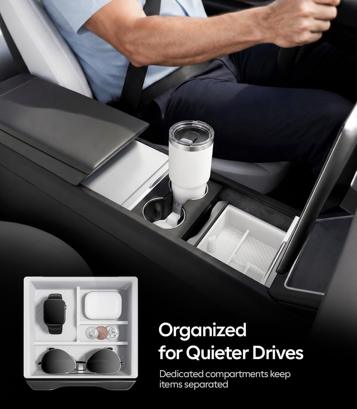 Wigoo for 2026 Tesla Model Y/3/YL Accessories Console Organizer 4PCS White