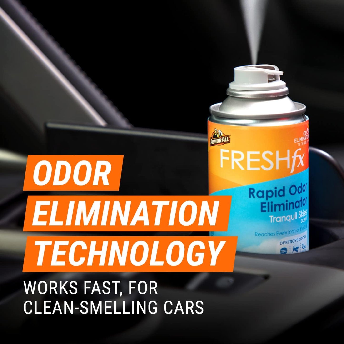 Armor All FRESH fx Rapid Odor Eliminator, Fogger Car Air Freshener, 3 Pack | Tranquil Skies scent with odor elimination technology freshens interiors and vents; 1.5-ounce car odor remover