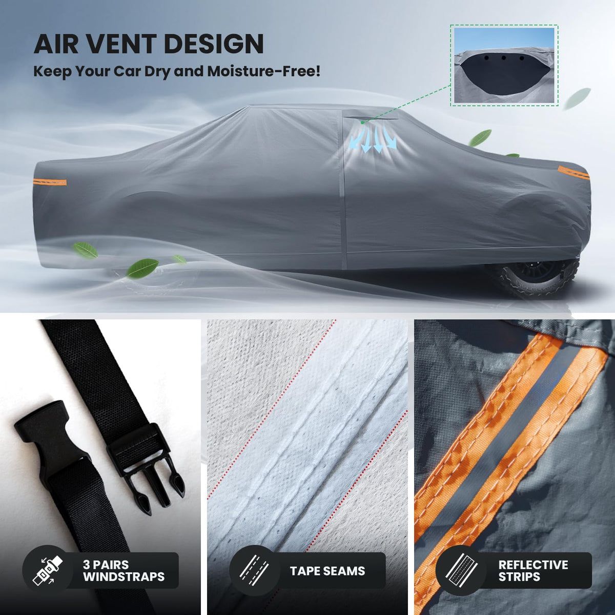 Ford F-150 Truck Cover Custom Fit 2008-2025 SuperCrew Cab Short Bed(5.5'-6.5') with Door Zipper, 12 Layer Pickup Truck Cover Waterproof All Weather, Car Tarp for Wind Dust Sun etc Protection.