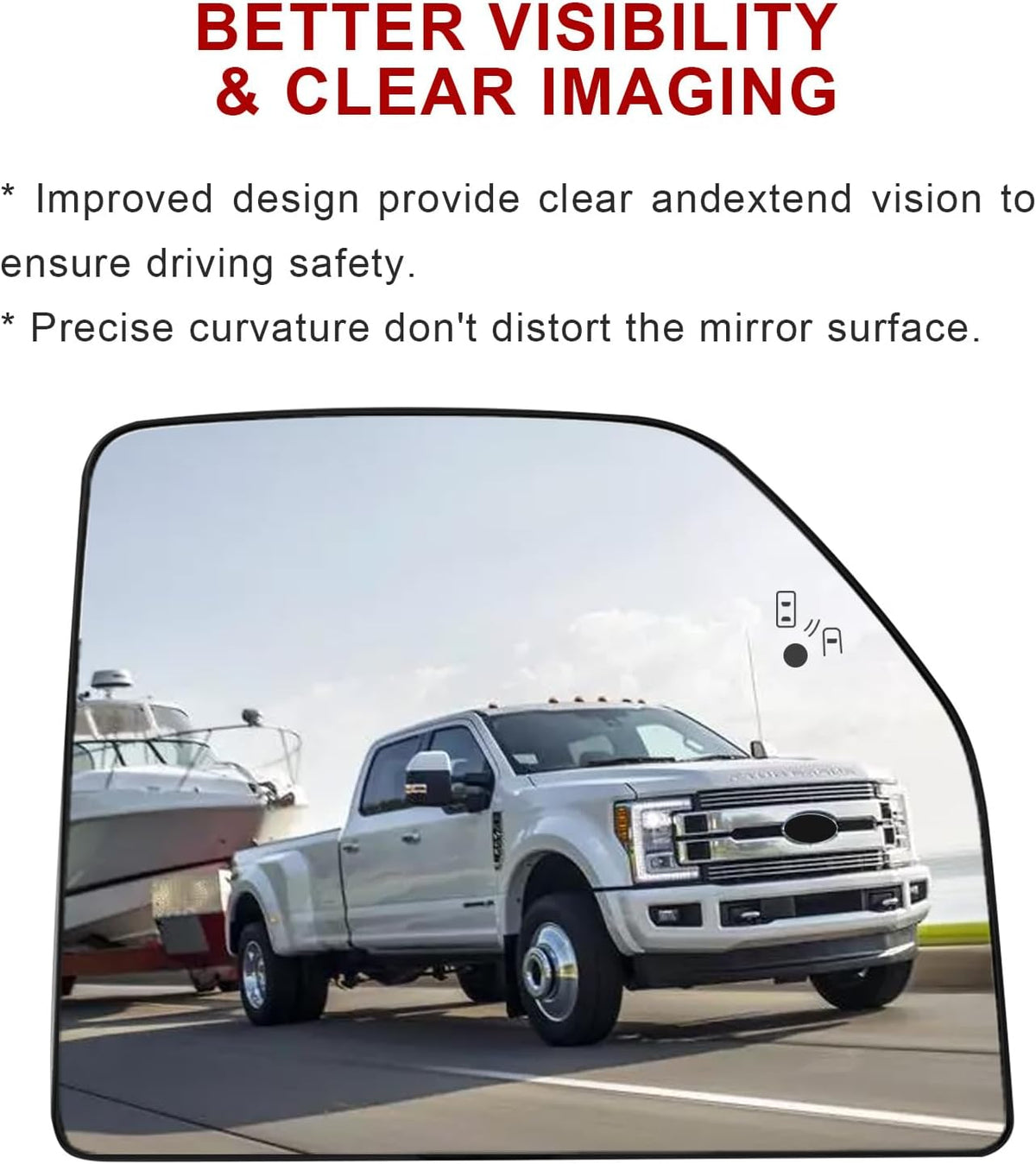 Passenger Side Mirror Replacement for 2015-2020 Ford F150, 2017-2022 Ford F250 Super Duty, 2017-2019 Ford F350 Pickup Truck, Right Side Mirrors Glass, with Backing Plate, Power Heated, Blind Spot