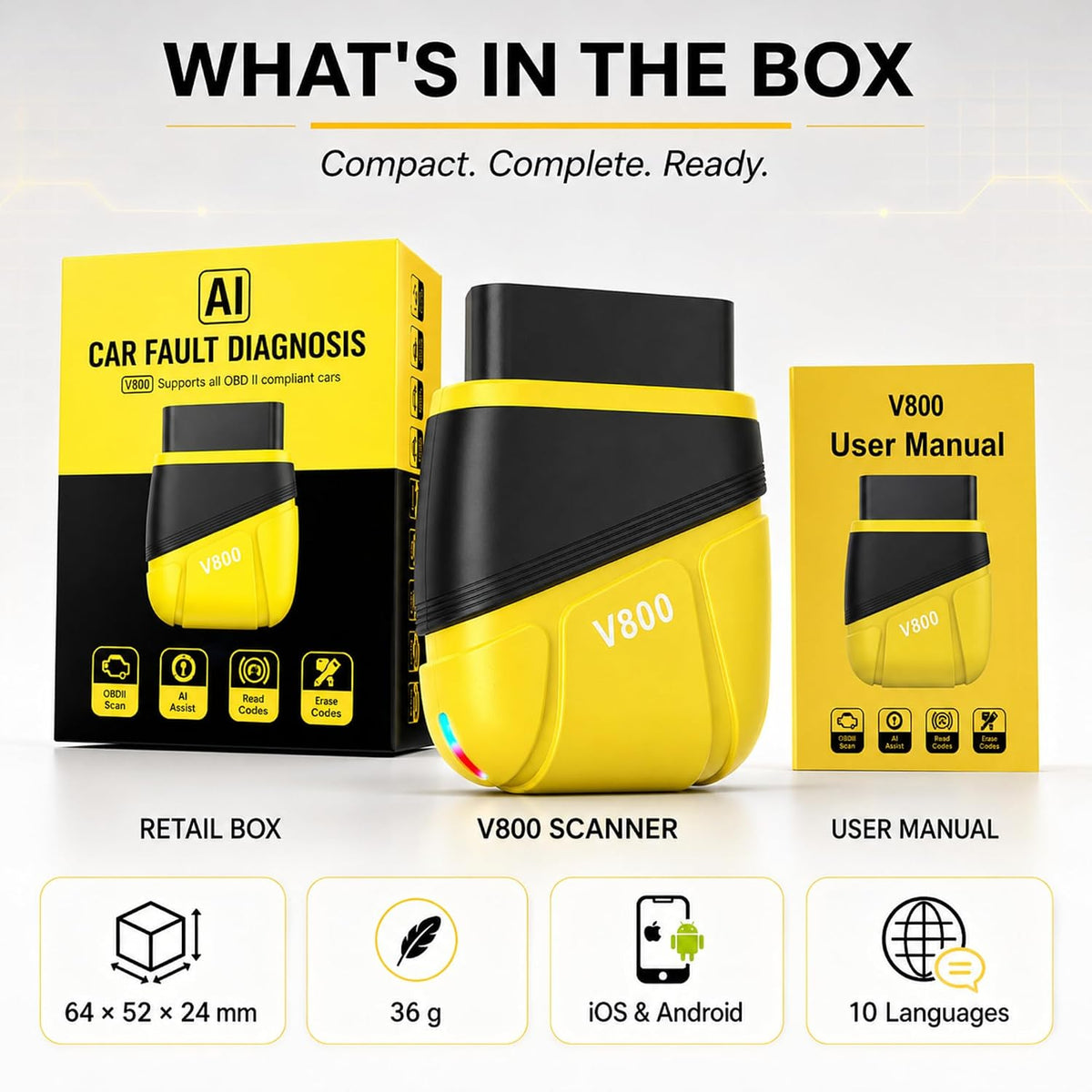 LEE-3 OBD2 Bluetooth Scanner Engine AT ABS SRS Four-System Code Reader