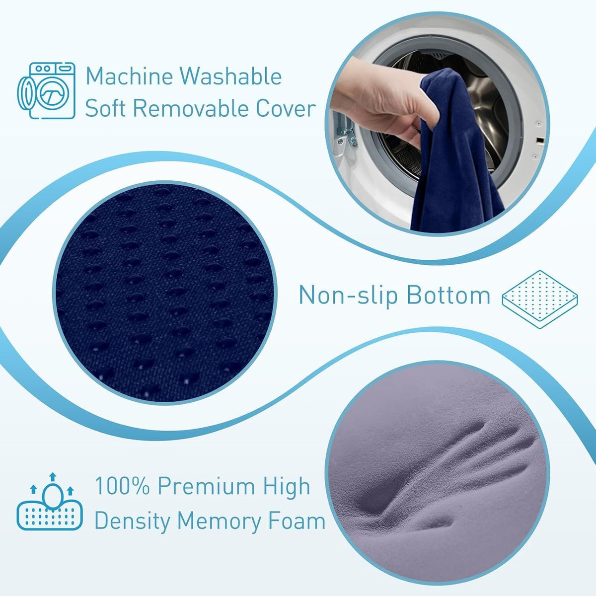 BlissTrends Memory Foam Seat Cushion for Office Chair & Car Seat, Blue
