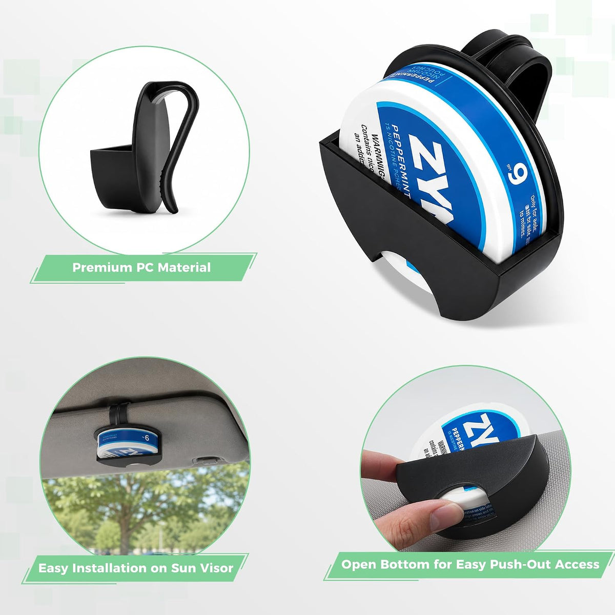 2-Pack Car Visor Holder Clip for ZYN Pouches, Dip Can Holder for ZYN, Snuff Holder for Sun Visor or Belt, Secure & Travel-Friendly Organizer, Great Gift for ZYN Enthusiasts