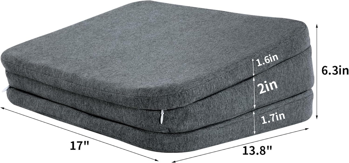 HOMBYS Adjustable Car Booster Seat for Short Drivers, 3 Heights for Different People, Adult Car Seat Cushions for Driving, Supportive Car Seat Pad for Lower Back Pain Reduce, (17"x13.8"x6.3", Grey)