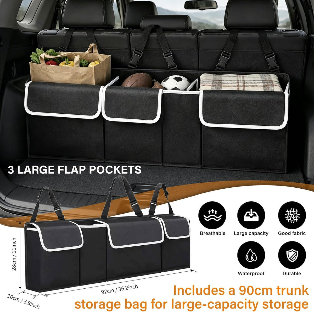 Car Seat Organizer, Multi‑Pocket Storage for Front & Rear Vehicle Seats