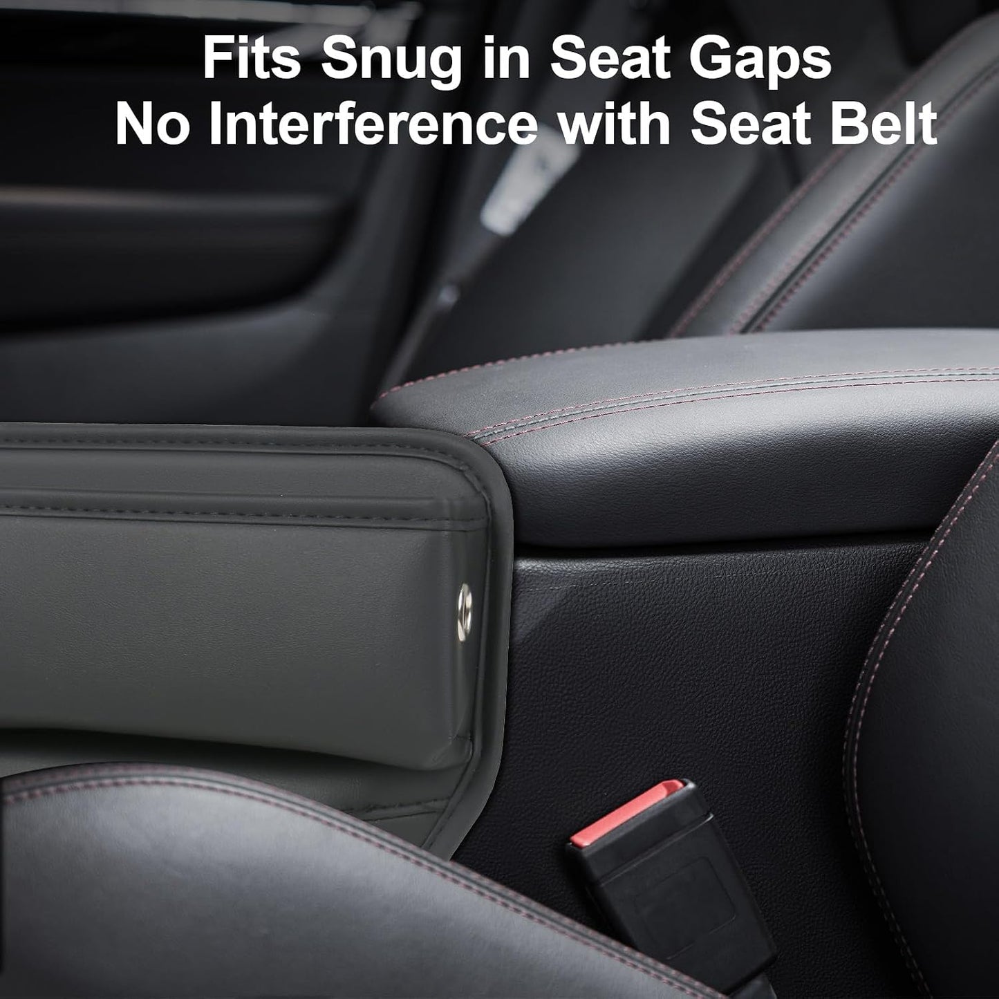 TPQKA Car Seat Gap Filler with Cup Holder (2-Pack) for Driver & Passenger Side, PU Leather Seat Gap Plug Organizer for Phones Keys Cards, Universal Fit for Cars SUVs Trucks, Black