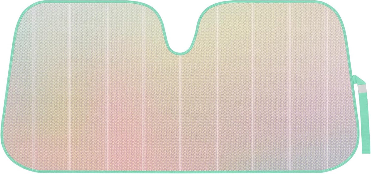 Iridescent Matte White Front Windshield Sunshade-Accordion Folding Auto Shade for Car Truck SUV-Blocks UV Rays Sun Visor Protector-Keeps Your Vehicle Cool- 58 x 27 in