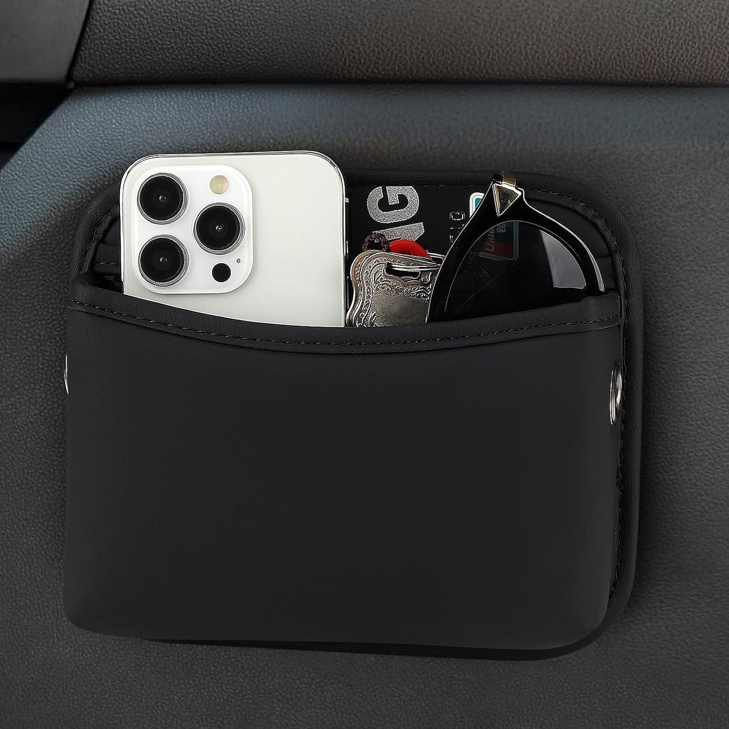 Accmor Car Seat Side Pocket Organizer, PU Leather Pouch Bag for Car Seat, Door, Window, Console, Registration Wallet Cards Trash Phone Sunglasses Holder Pocket for Auto