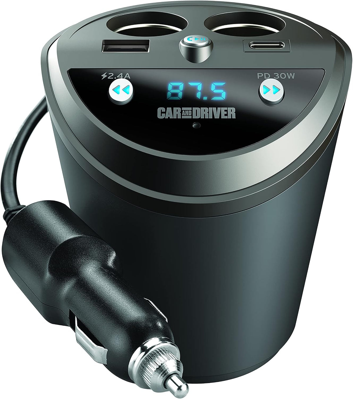 Bluetooth Car Adapter, FM Transmitter, USB-C Port, Cigarette Lighter Socket