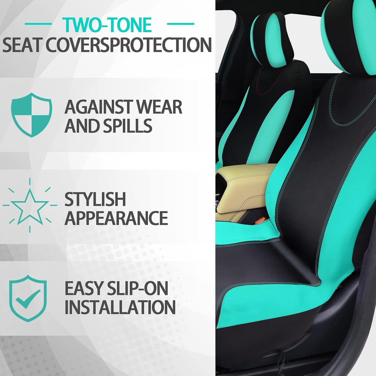 Woanger 47 Car Seat Cover Full Set Car Accessories for Women, Mint Green