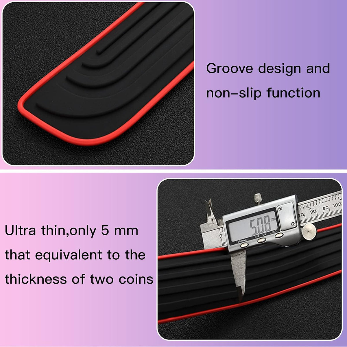 Door Sill Plate Protectors for Car - Universal Door Entry Guards Sill Scuff Cover Panel Step Protector, Welcome Pedal Protector Cover, No Pattern, Full Black Base, 4pcs/Set