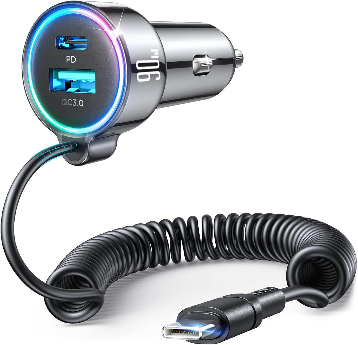 FLYLEAD 90W Car Charger USB C Fast Charge,PD45W for iPhone 18/17/16 Pro Max