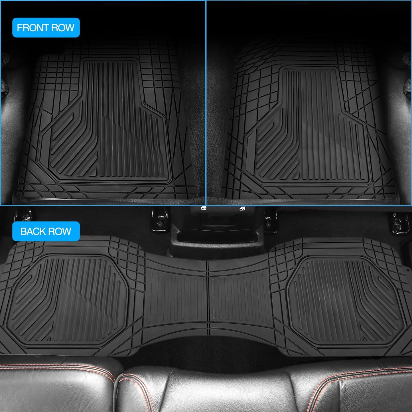 Nilight PVC Floor Mats for Cars Trucks SUVs, Universal Trim to fit for Most Vehicles, All Weather Protection Heavy Duty Floor Liners, Pack of 3