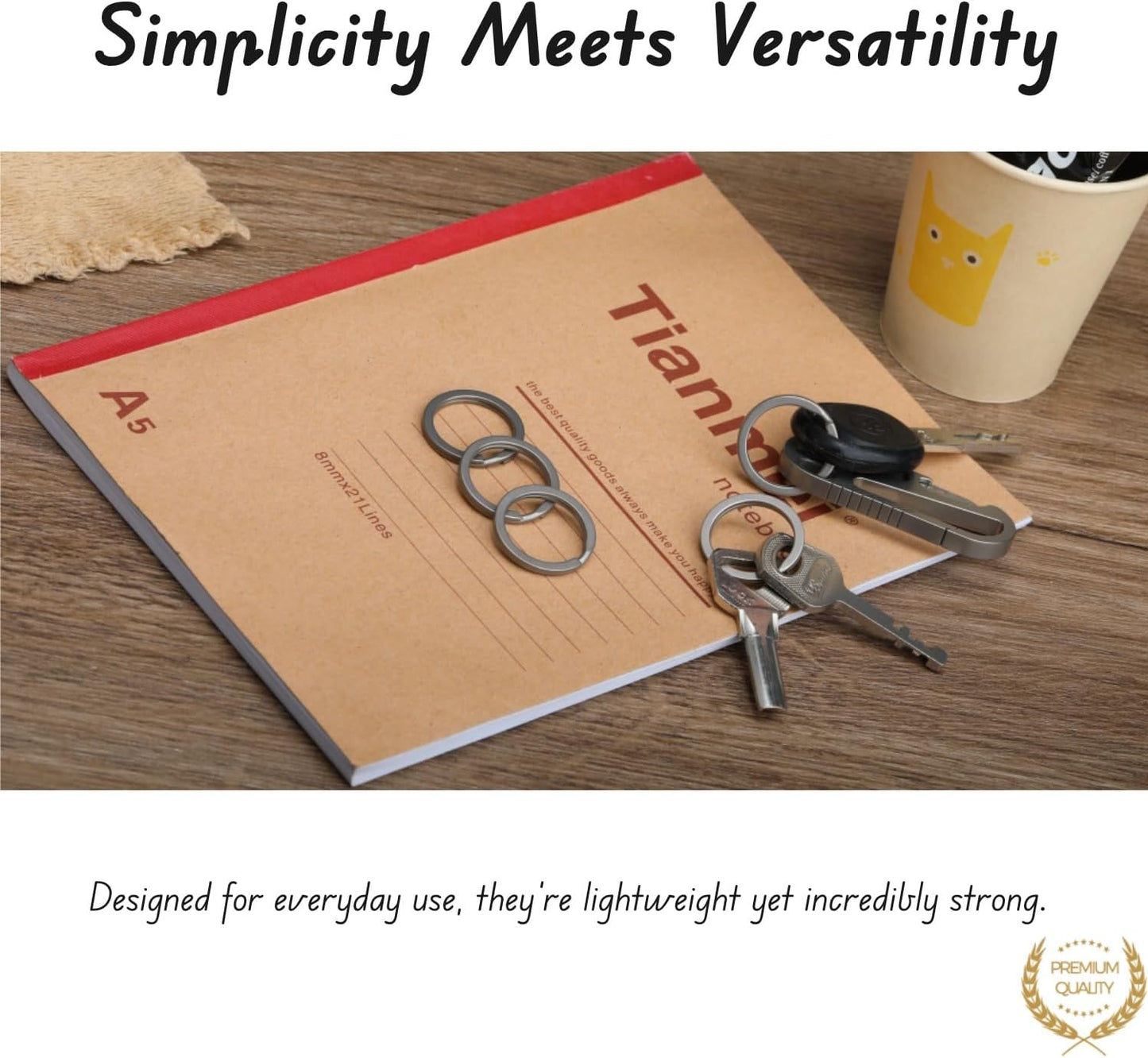Titanium Key Rings - 25mm Flat Split Rings for Car Keys, 5-Pack | Premium GR2 titanium, ultra-lightweight & non-magnetic. 25mm flat split rings for secure key carry. 5-pack rustproof loops