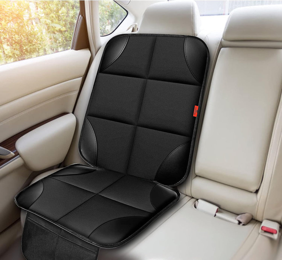XHYANG Car Seat Protector 1 Pack Car Seat Cushion Mat Thickest Padding,Waterproof 600D Fabric Car Seat Covers for Non-Slip Backing Mesh Pockets for Baby and Pet (Gray, 2 Pcs)