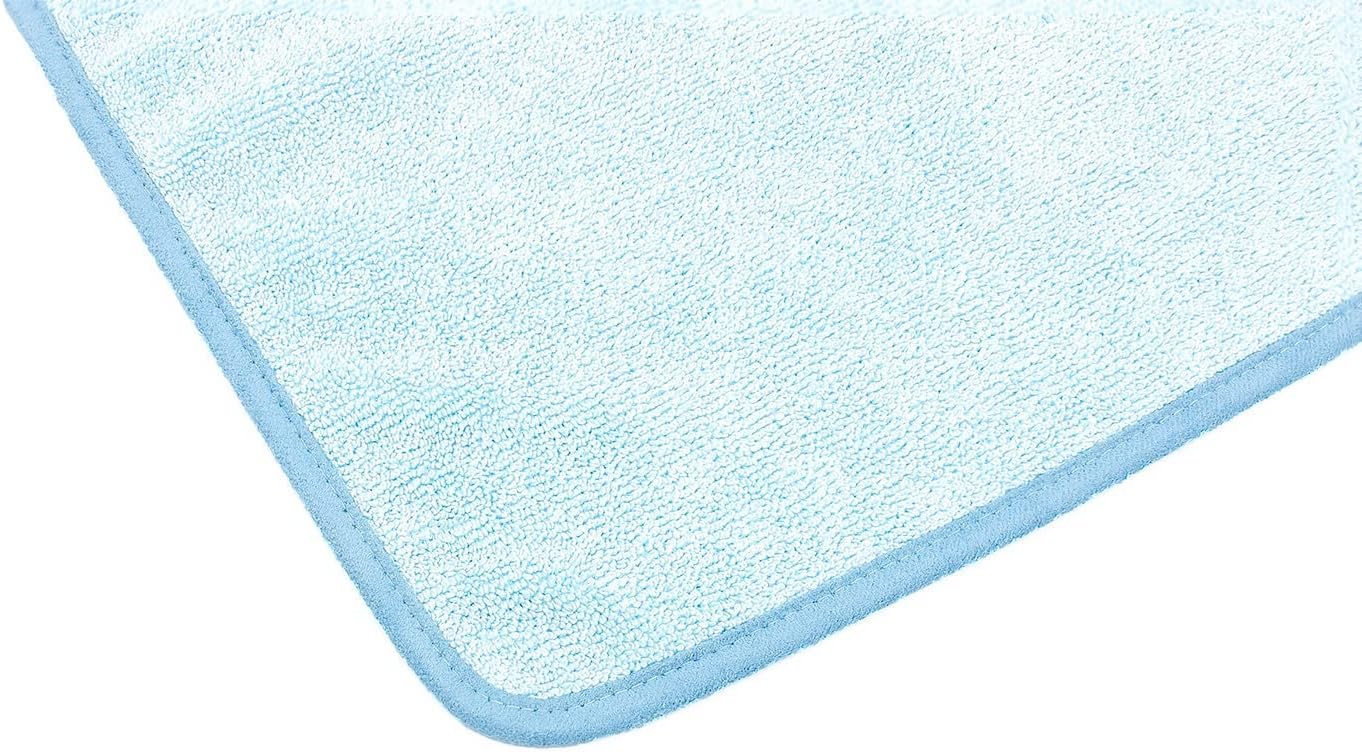 The Rag Company - Premium FTW - 70/30 Blend Microfiber Cleaning Towels for Glass, Windows, Mirrors, Polished Surfaces - Streak-Free - Scratchless, 16" x16' Light Blue (3-Pack)