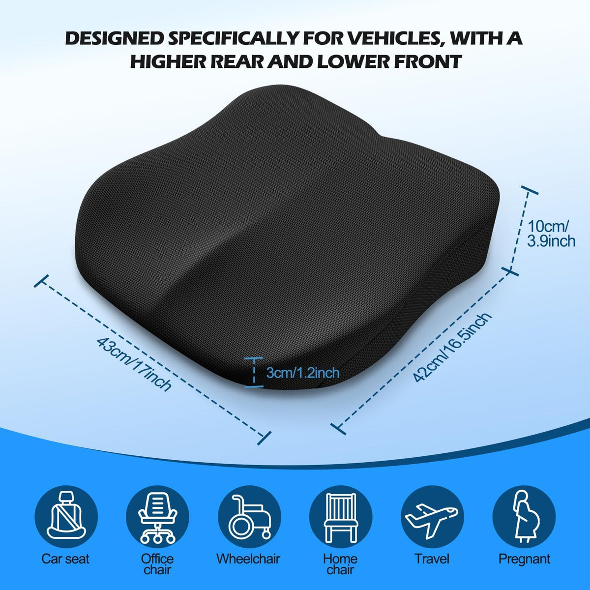Car Seat Cushion for Driving, Memory Foam Driver Seat Cushion