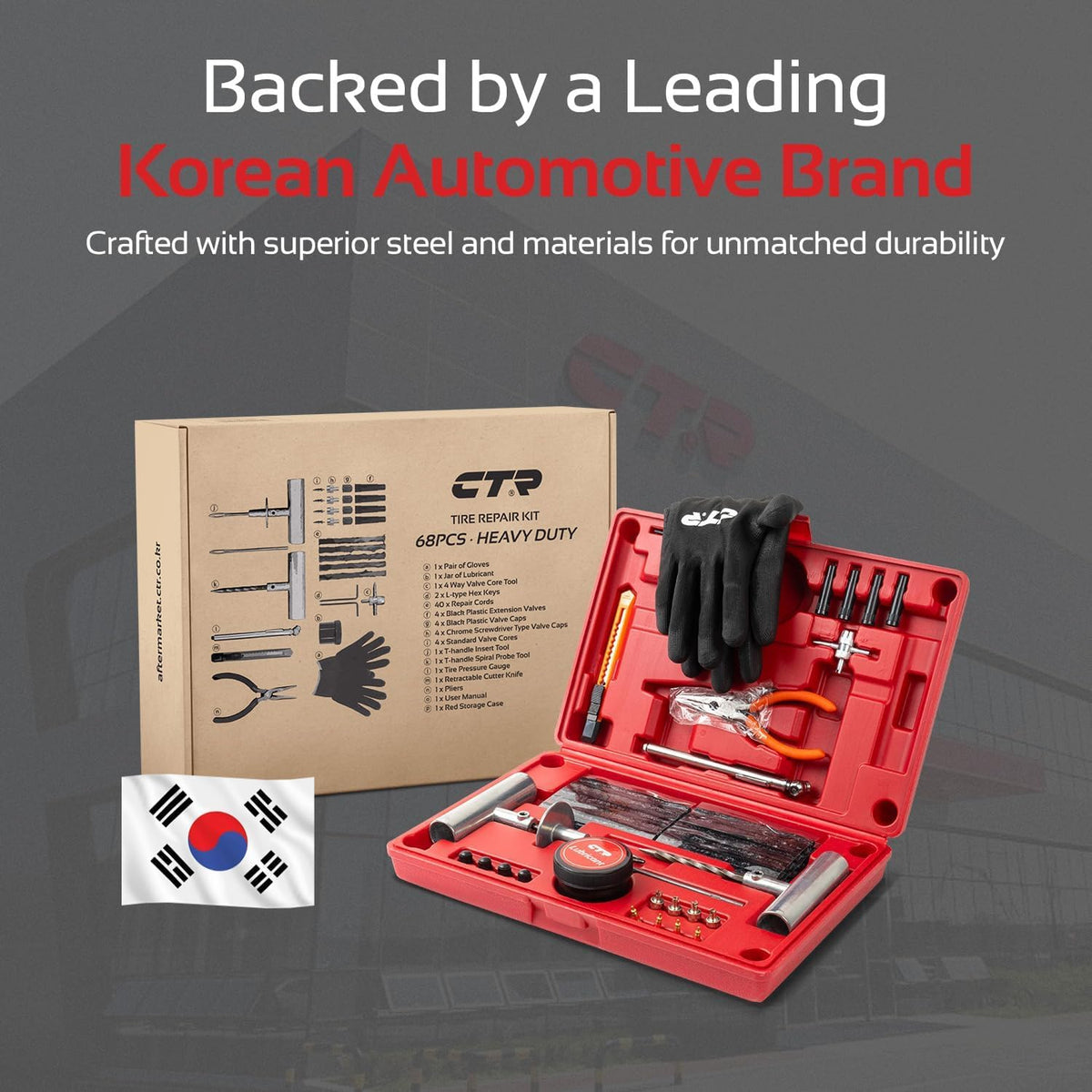 CTR Heavy Duty Tire Plug Kit, 68pcs Premium Flat Tire Repair Kit with Plugs