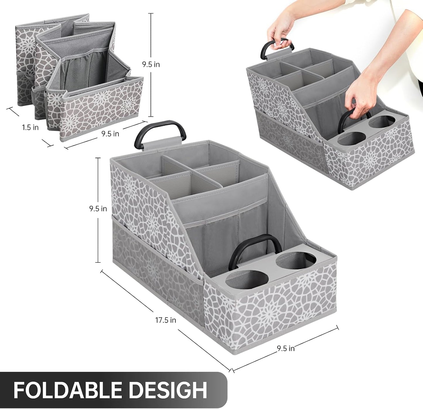 MULISOFT Car Seat Organizer- Backseat Car Organizer with 12 Storages Compartments and 2 Cup Holders, Organizers and Storage, Front Seat for Travel Kids,Gray