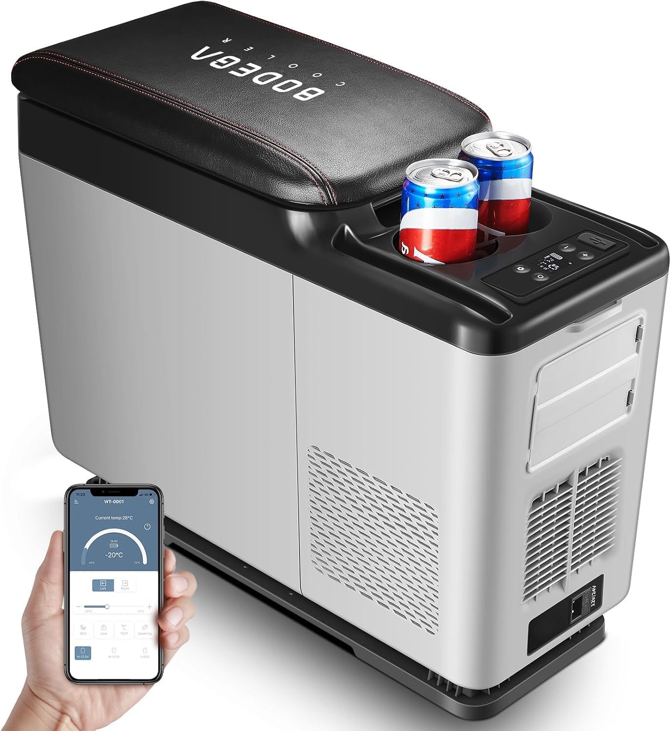 BODEGACOOLER 12-Volt Refrigerator, 16-Quart(15L) Car Fridge, Portable Refrigerator (-4℉ to 68℉), 12/24V DC for Outdoor, Vehicles, Camping, Travel