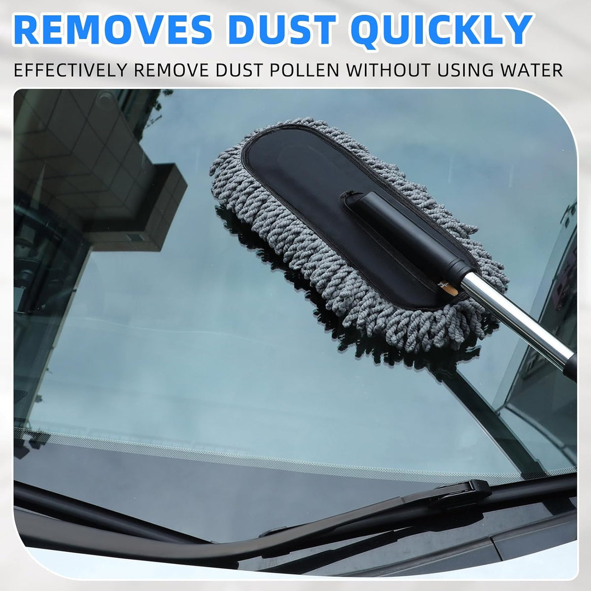 2 Pack Microfiber Car Duster Exterior Scratch Free, Blue Gray