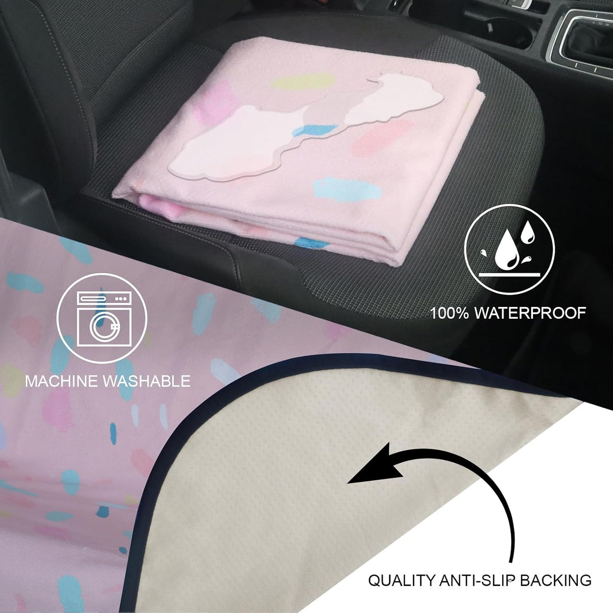 Sweat Towel Car Seat Cover Protector Front Seats for Gym Workout, Running, Swimming, Beach and Hiking, Waterproof Universal Seat Cover for Car, Trucks, Van & SUV (1, Pink Marble, Rear Seat)