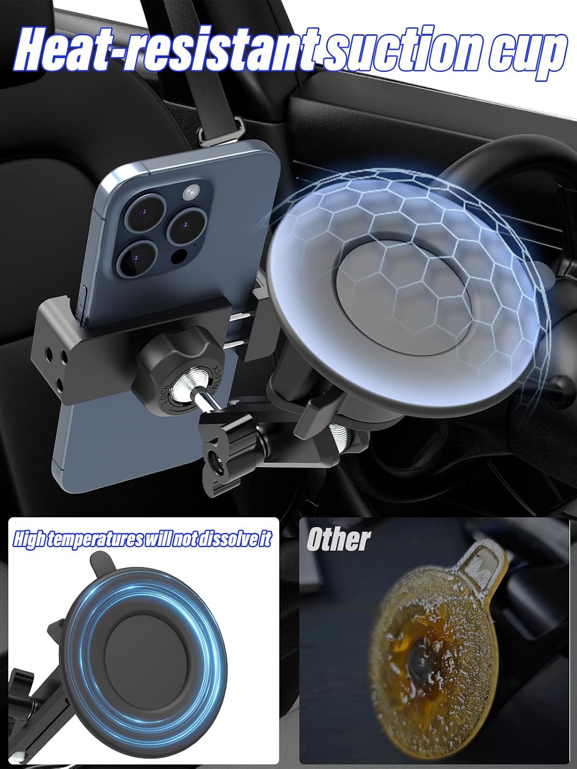 Suction Cup Car Phone Holder, Metal Phone Mount for Car Windshield