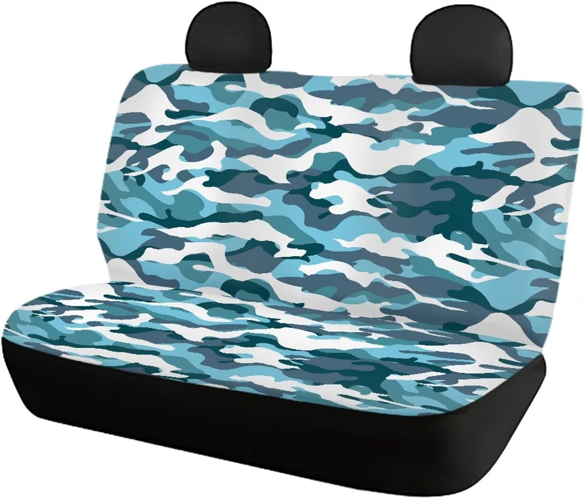 Howilath Art Blue Camo Car Seat Covers 4-Piece Set Universal Fit for Front & Rear Split Seats in SUVs, Trucks, and Sedans
