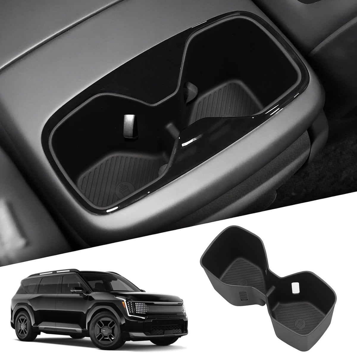 smabee Rear Center Console Cup Holder for Kia EV9 2024 2025 2026 Accessories