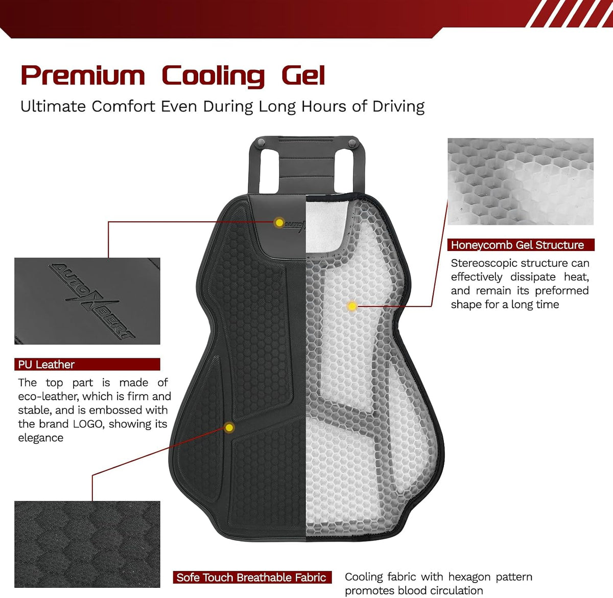 Lumbar Support Pillow for Car Improve Lower Back Pain Relief & Sitting Posture Back Support,Gel Lumbar Seat Cushion for Car,Gel Car Seat Back Support Ergonomic Lumbar Comfort for Long Sitting,Black