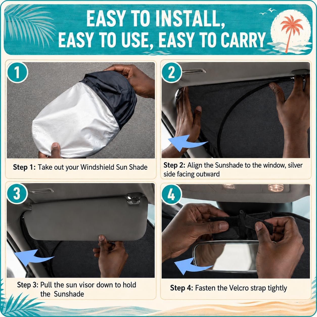 Tacoma Windshield Sun Shade, Sunshade Windshield Visor for Toyota Tacoma 1995-2025.