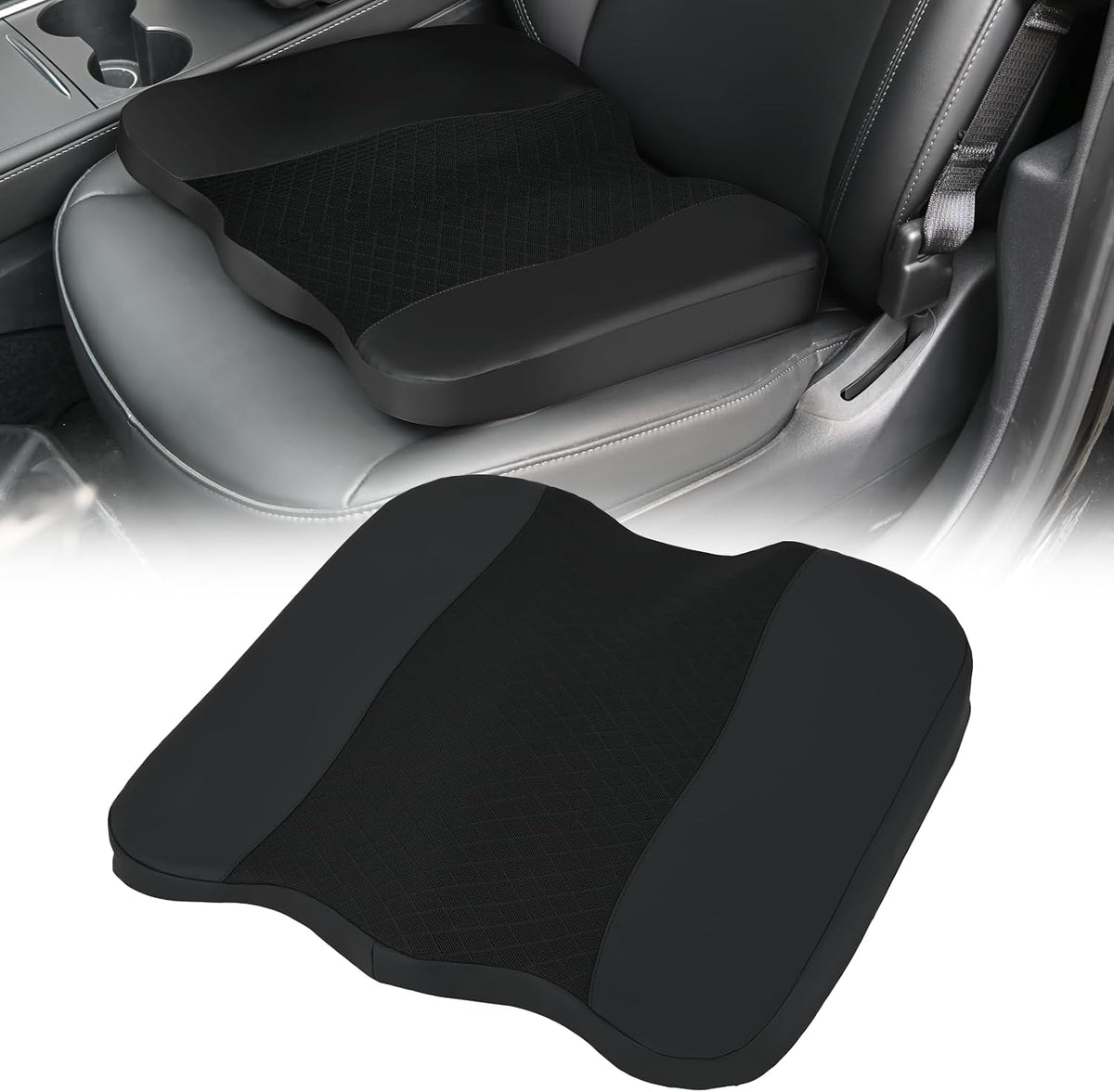 Nilight Car Seat Cushion 1PC Black Universal Gel Memory Foam Seat Pad