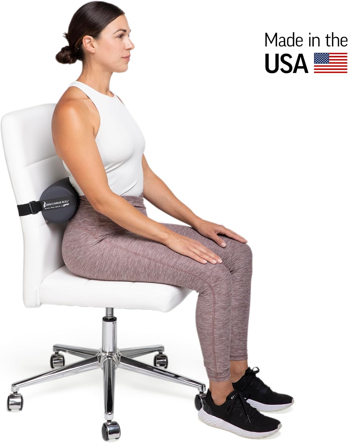 OPTP The Original McKenzie Lumbar Roll – USA-Made Low Back Lumbar Support for Office Chair & Car Seat Back Support Cushion. The Preferred Lumbar Pillow by Physical Therapists - Firm Density