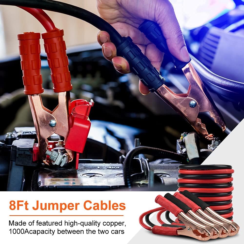 PACETAP Car Roadside Emergency Kit, Essential Auto Safety Road Side Assistance Tool Kit with Jumper Cables, Towing Rope, Triangle and More Winter Vehicle Accessories