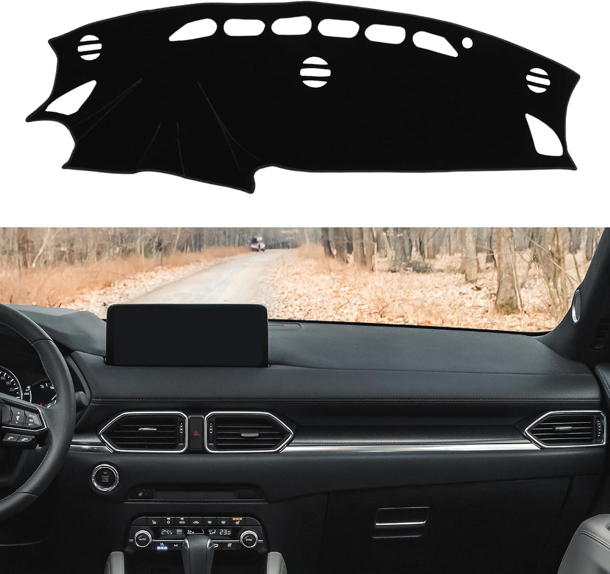 Motoforti Dash Cover, Non-Slip Dashboard Carpet Mat for Mazda CX-5 2012-2016, Polyester, Black
