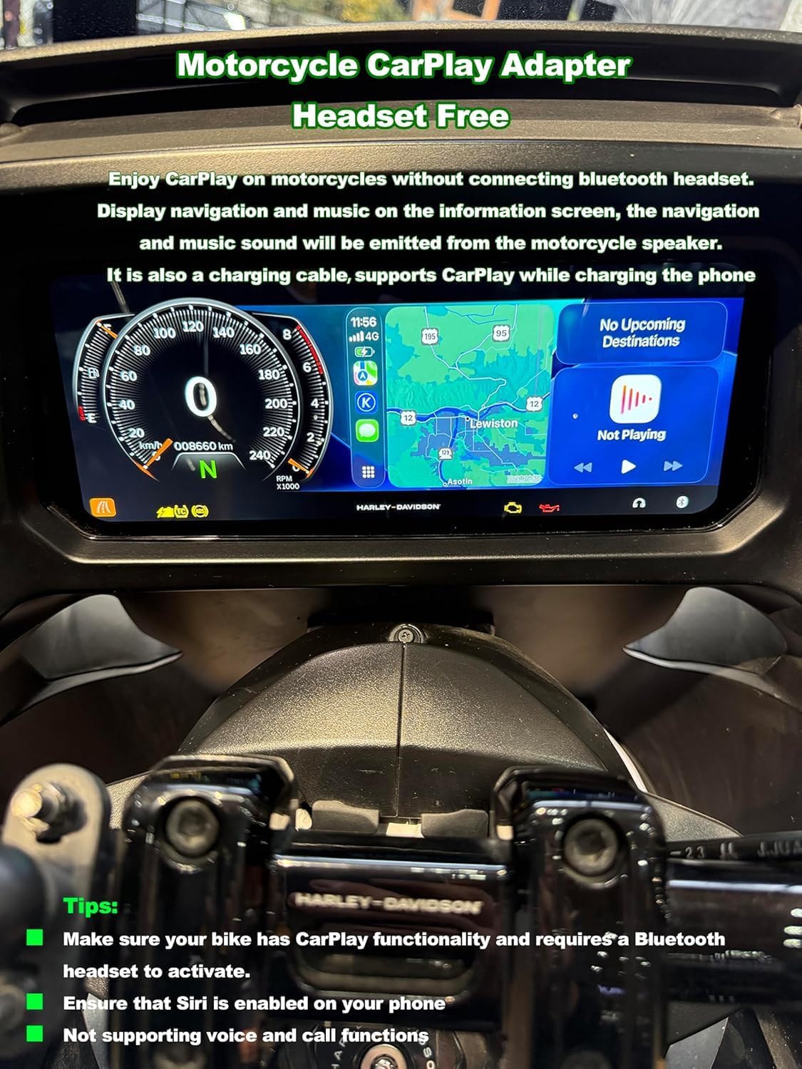 USB-A to C Bypass Bluetooth Headset CarPlay Cable for Motorcycle